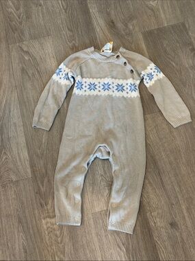 The Beaufort Bonnet Company Gray Knit Baby Sweater with Yellow Tag